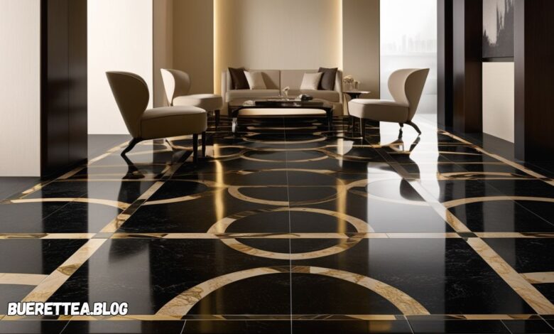 black and gold kavala tile flooring